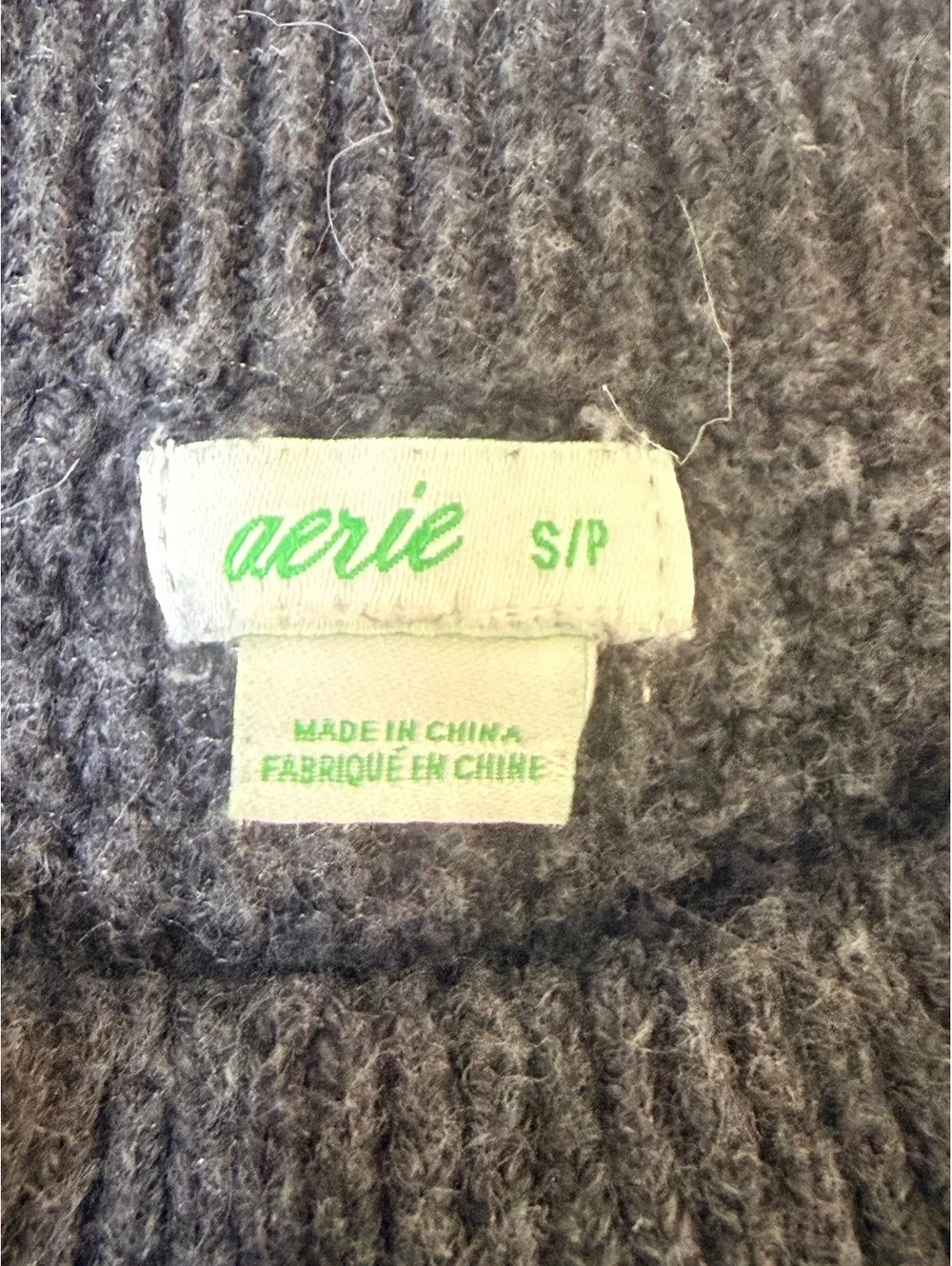 Aerie Oversized Waffle Knit Crew Neck Sweater Gray Size Small Cozy Pullover